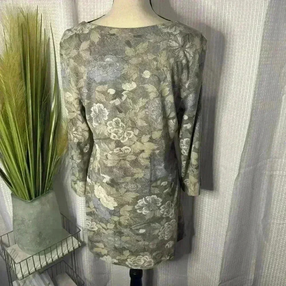 Peruvian Connection Women’s M Beige Floral Long Sleeve High Low Tunic Top - Picture 7 of 12